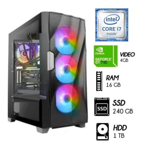 Computadora PC Gamer Intel Core i7 RAM 16GB Disco Duro 1TB Video GT 730 4GB