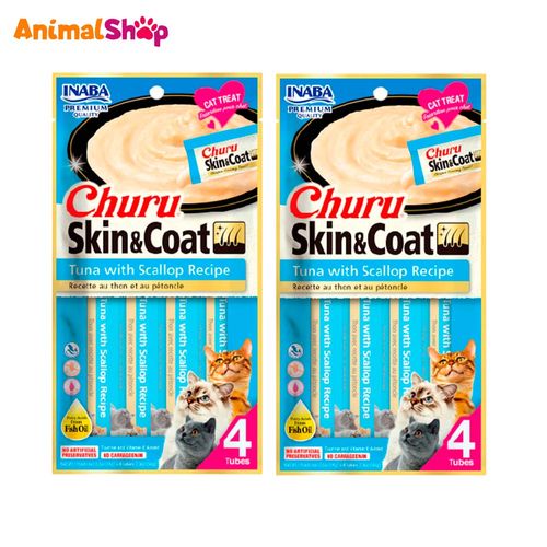 Churu Skin & Coat Snack Húmedo Para Gato Vieiras Y Atun 8Un