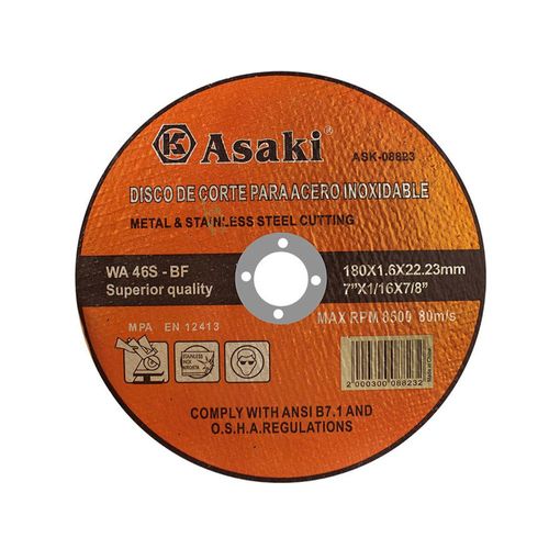 Disco de Corte 7" para Acero Inox Asaki ASK08821