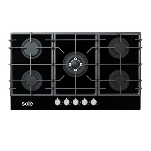 COCINA EMPOTRABLE A GAS SOLE 5 HORNILLAS VIDRIO SOLCO046V2