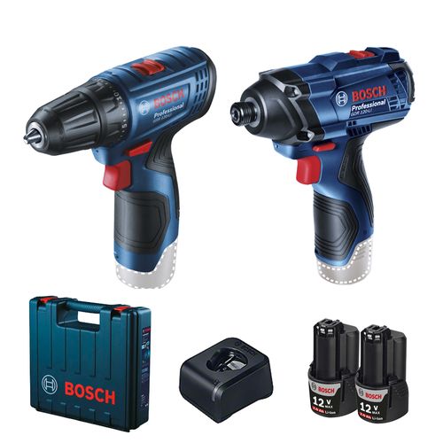 Atornillador de Impacto 1/4" 12V + Taladro Atornillador 3/8" Bosch 0601.9G8.0E4-000