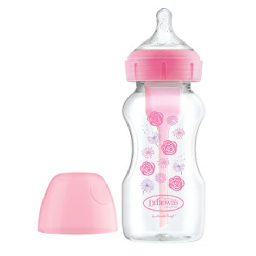 Biberón de Polipropileno Boca Ancha 9oz/270ml - Rosa Flores