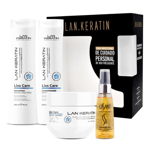 Pack LANOSTERIN Lan Keratin Shampoo 300ml + Acondicionador 30ml + Mascarilla Keratin 300ml + Óleo 60ml