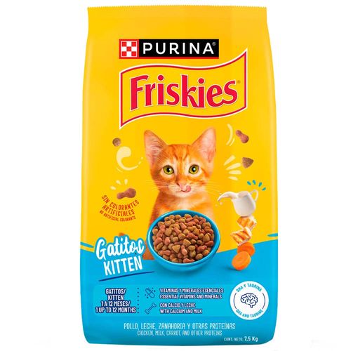 Comida para Gatos FRISKIES Gatitos Pollo, Leche, Zanahoria y Otras Proteínas Bolsa 7.5Kg