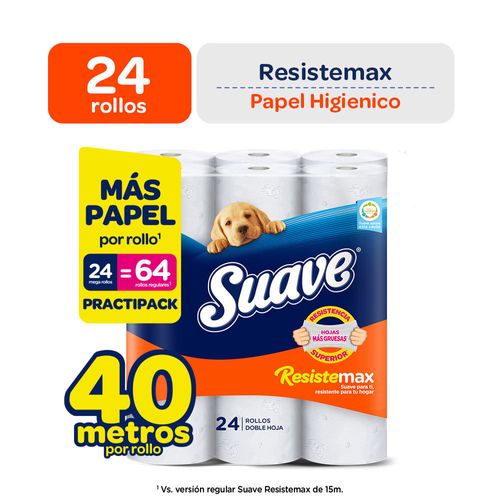 Papel Higiénico SUAVE Resistemax 40mts Paquete 24un