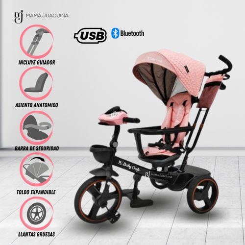 Triciclo Guiador Baby Craft «ADVENTURE» Musical Light Pink