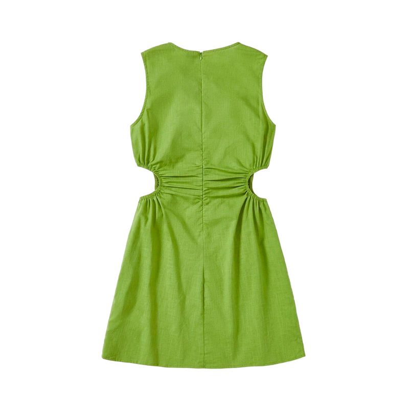 Vestido-Shein-Ezwear-Verde-con-Abertura-Fruncido-Lateral-Talla-M
