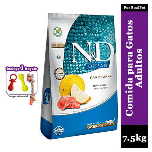 Comida para Gato Adulto Castrado N&D Ocean Salmon y Melon 7.5 kg