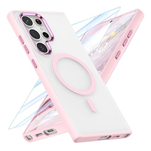 Case para Samsung S24 Ultra, amortiguador de choques, magnético rosado