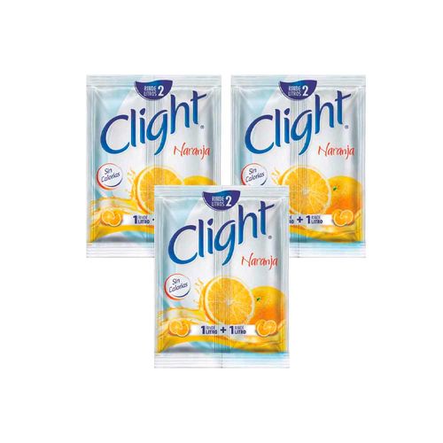 Pack Bebida Instantánea en Polvo CLIGHT Naranja con Splenda Sobre 7g x 3un