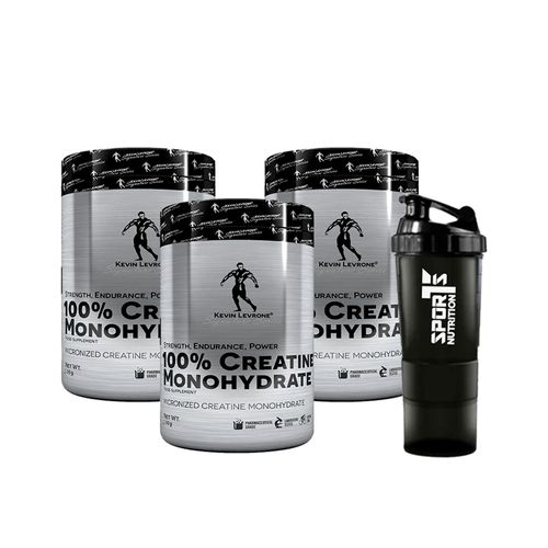 Pack 03 Creatina Monohidratada Kevin Levrone 500gr + SmartShaker