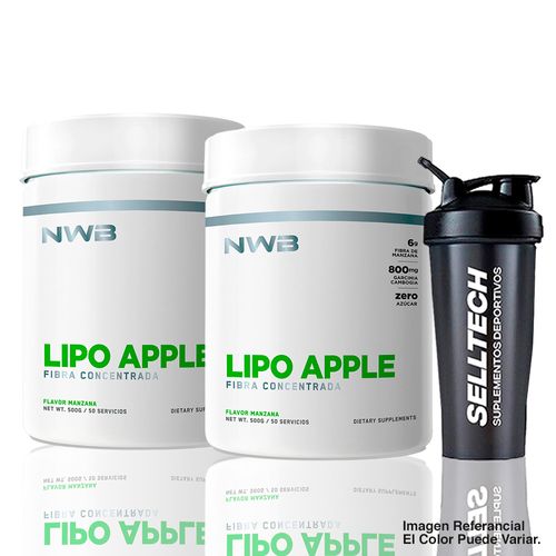 PACK NWB FIBRA CONCENTRADA LIPO APPLE 500GR MANZANA PACK X2 + SHAKER