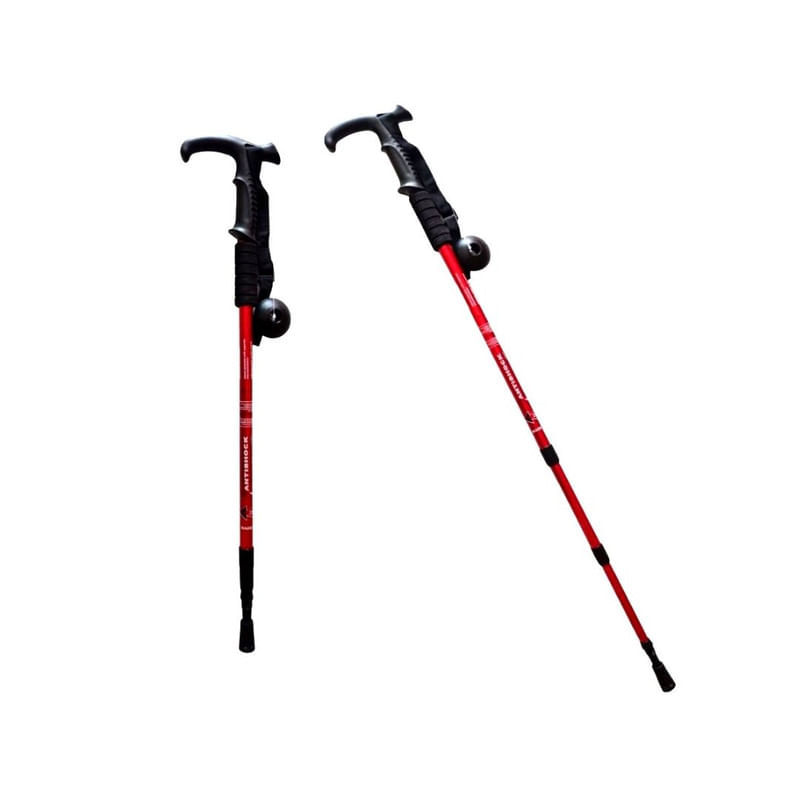 BASTON-TREKKING-ANTISHOCK-MANGO-T-O-L-C--ROSETA-VIAJE-MONTAÑAS-ROJO