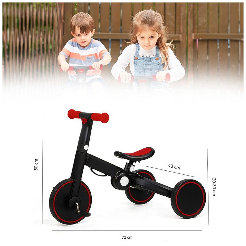 Bicicleta-Triciclo-3-en-1-plegable-para-niños-T80-Trimily-Rojo