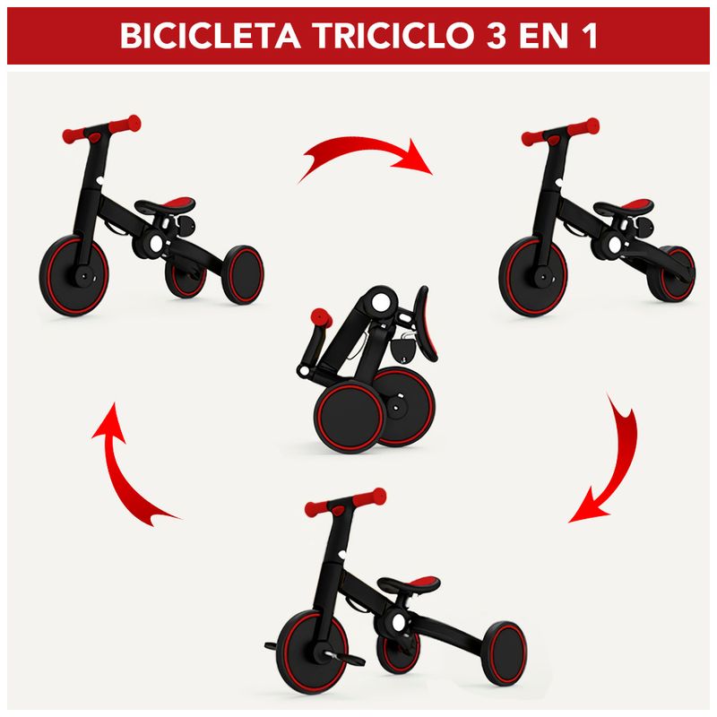 Bicicleta-Triciclo-3-en-1-plegable-para-niños-T80-Trimily-Rojo