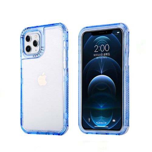 Case 3 En 1 Con Borde de Color Para Iphone 12 Pro Max - Azul