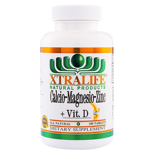 Calcio, Magnesio, Zinc + Vitamina D Xtralife - 100 Tabletas