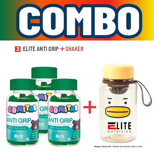 COMBO GOMITAS PARA NIÑOS ELITE NUTRITION KIDS - 3 ELITE ANTI GRIP + SHAKER