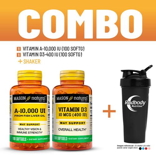 COMBO VITAMINAS MASON NATURAL - VITAMIN A-10,000 IU (100 SOFTG) + VITAMIN D3-400 IU (100 SOFTG) + SH