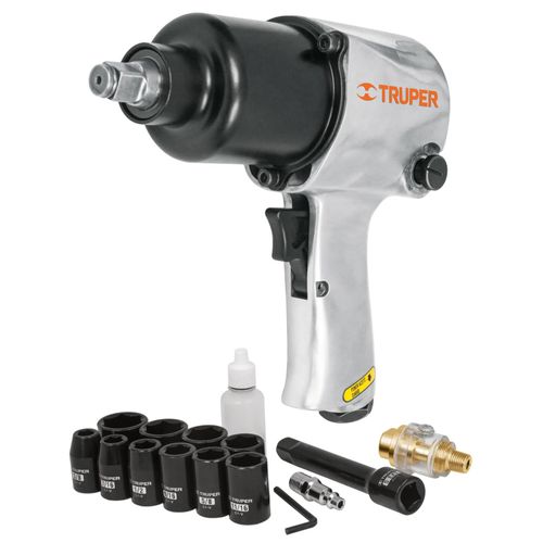 Kit llave de impacto neumático 1/2"P, 10 DADOS, 1 Extensión y estuche Maleta