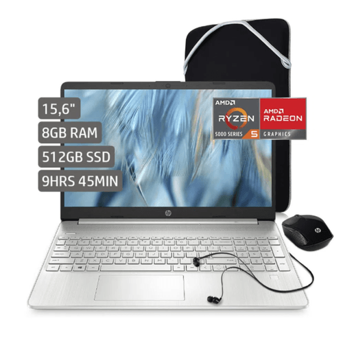 LAPTOP HP 15-EF2519LA RYZEN 5-5500U 8GB/512GB SSD/15.6 HD/WINDOWS 11- audifono+mouse inalambrico+fun