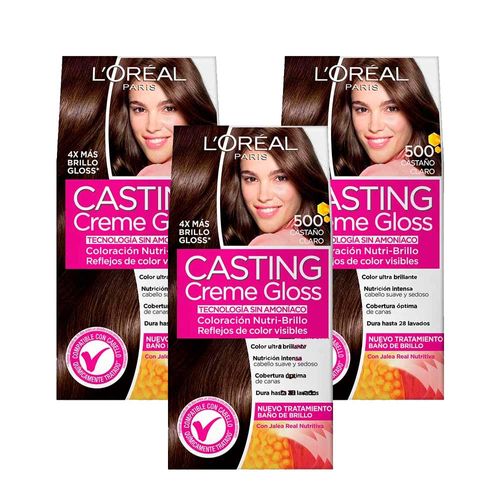 Pack Tinte para Cabello CASTING Creme Gloss 500 Castaño Claro Caja x 3un