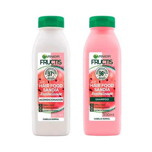 Pack Acondicionador FRUCTIS Hair Food de Sandía Frasco 300ml + Shampoo FRUCTIS Hair Food de Sandía Frasco 300ml