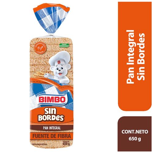 Pan de Molde Integral BIMBO Sin Bordes Bolsa 650g
