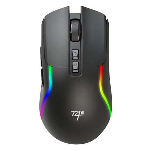 Mouse gamer T4G SuperSabre RGB alámbrico, conexión USB, 7 botones, 12000 dpi, negro