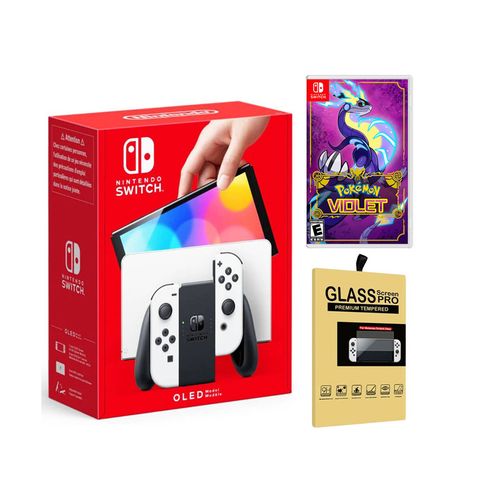 Consola Nintendo Switch Oled Blanca + Pokemon Violet + Mica