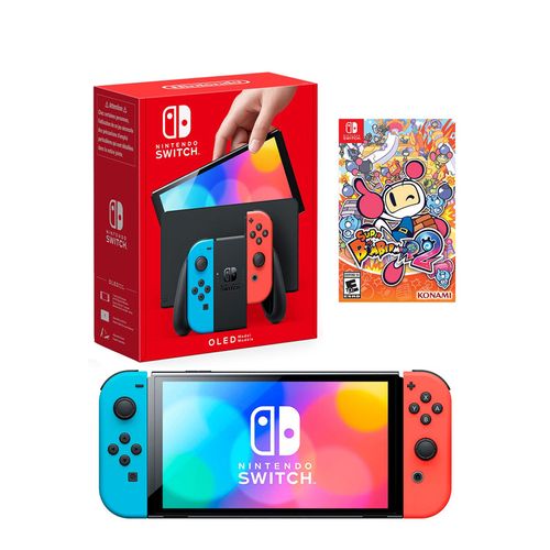 Consola Nintendo Switch Oled Neon + Bomberman 2