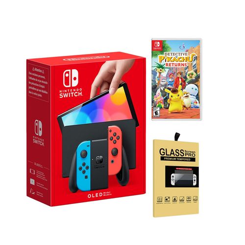 Consola Nintendo Switch Oled Neon + Detective Pikachu + Mica