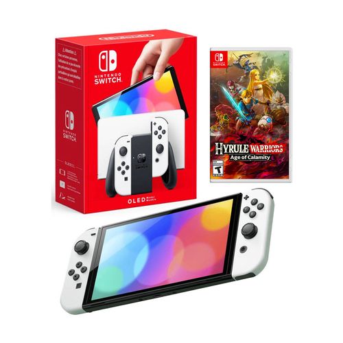 Consola Nintendo Switch Oled Blanca + Hyrule Warriors Age of Calamity