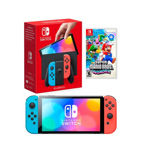 Consola Nintendo Switch Oled Neon + Mario Wonder