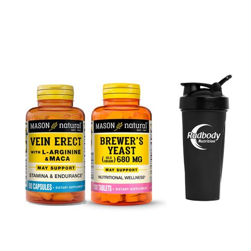 COMBO VITAMINAS MASON NATURAL - VEIN ERECT WITH ARGININE & MACA + BREWERS YEAST + SHAKER