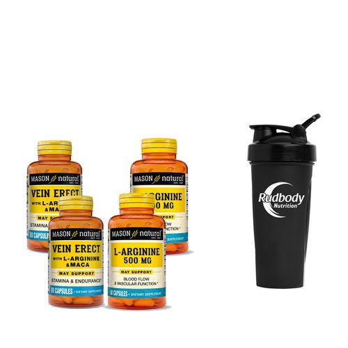 COMBO VITAMINAS MASON NATURAL - 2 VEIN ERECT WITH ARGININE & MACA + 2 ARGININE 500 MG + SHAKER