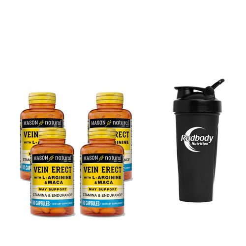 COMBO VITAMINAS MASON NATURAL - 4 VEIN ERECT WITH ARGININE & MACA + SHAKER