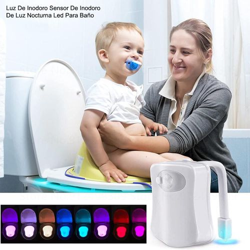 Luz de Inodoro Sensor de Luz Nocturna Led para Baño Niños Adultos Blanco