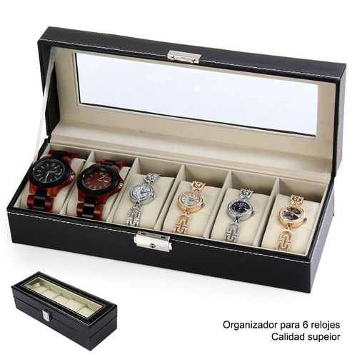 Maletín Caja Organizadora para 6 Relojes con Llave MDA290017 Negro Buckingham