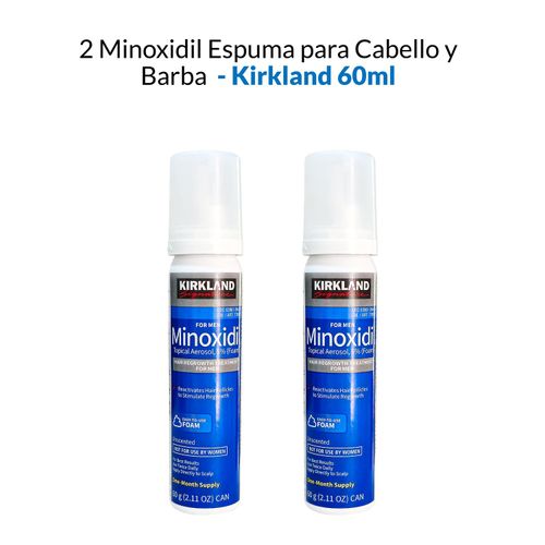 2 Minoxidil Espuma Kirkland para Barba y Cabello 60ml