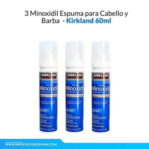 3 Minoxidil Espuma Kirkland para Barba y Cabello 60ml