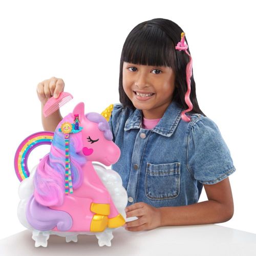 Muñeca Polly Pocket Set Unicornio Salón Arcoíris