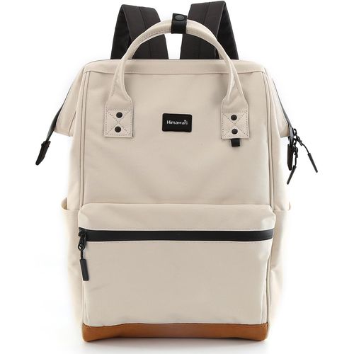 Himawari-Mochila Unisex escolar de viaje con puerto USB Blanco Marfil