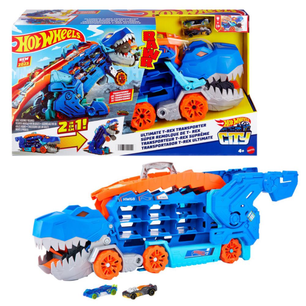 Pista De Autos Hot Wheels City Súper Remolque De T-Rex Shopstar