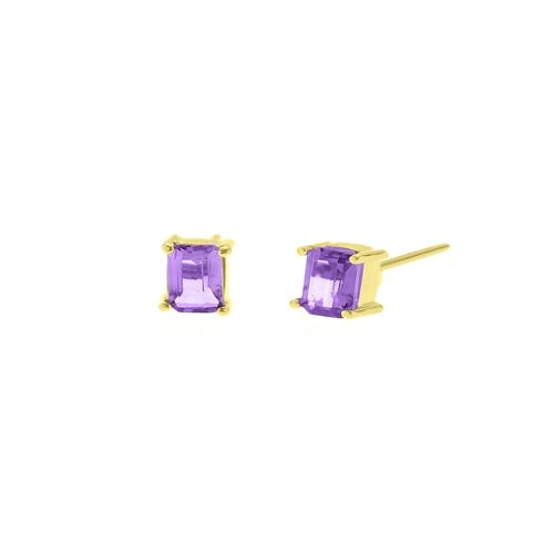 Aretes Amatista Rectangular Oro 18K