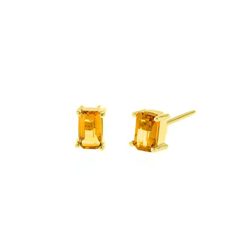 Aretes Citrino Rectangular Oro 18K