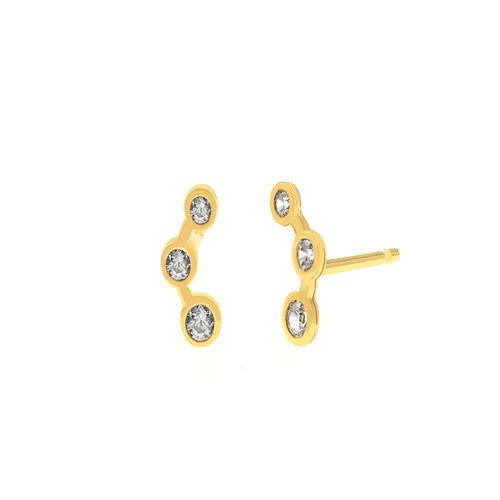 Aretes Piedra 3 Biceles Oro 18K