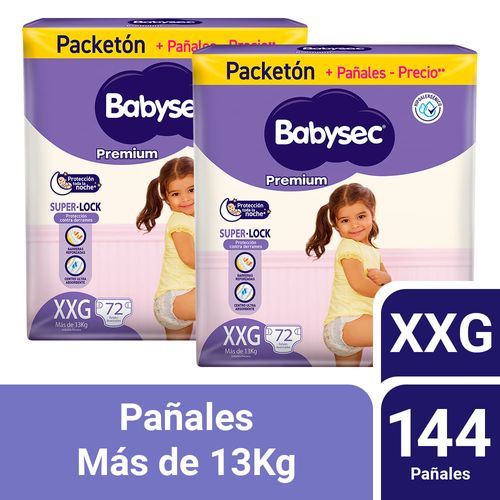 Pack BABYSEC Pañales para Bebé Premium XXG Paquete 72un x 2un