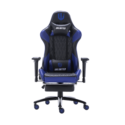 Silla Gamer Premium UNLIMITED GOD Azul 180 Grados con Posapies