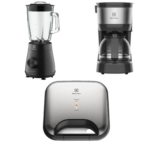 Combo: Cafetera Automatica Inoxidable (ECM10) + Sandwichera Efficient Inox (ESG20) + Licuadora con Tecnologia TruFlow (EBS20) Electrolux